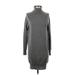 DemyLee Casual Dress - Sweater Dress Turtleneck Long sleeves: Gray Dresses - Women's Size Small