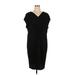 Liz Claiborne Casual Dress - Shift V-Neck Short sleeves: Black Print Dresses - New - Women's Size 1X