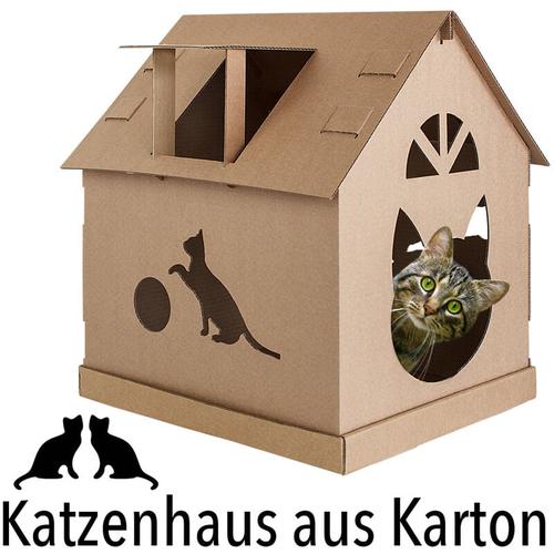 Katzenhaus Katzennest Katzenhöhle Haus aus Pappe Kartonhaus Spielhaus für Katzen Katzenburg