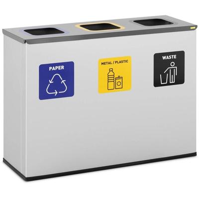 Mülltrennsystem Abfalleimer Mülltrenner 3 Fächer Müllsammler Silbern 3 x 60 l Image