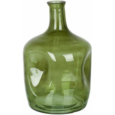 Beliani - Blumenvase Olivgrün Glas 30 cm Groß mit Schmalem Hals Getönt Handgefertigt Flaschenform