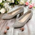 Femme Chaussures à Talons Chaussures de mariage Chaussures habillées Chaussures scintillantes Mariage Soirée Floral Strass Talon Bas Talon Bottier Bout rond Elégant Cuir microbien Maille Mocassins