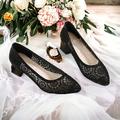 Femme Chaussures à Talons Chaussures de mariage Chaussures habillées Chaussures scintillantes Mariage Soirée Floral Strass Talon Bas Talon Bottier Bout rond Elégant Cuir microbien Maille Mocassins