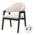 Chaise en tissu bouclette Ecru et bois noir (x2)