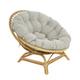 Fauteuil-loveuse en rotin beige et coussin gris