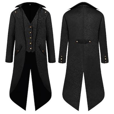 Punk Gothic Mittelalterlich Renaissance Mantel Smoking Frack Ren Faire Vampir Pestdoktor Übergrössen Jacquard Jacquard Herren Steampunk Maskerade Party-Abendmode Maskerade Erwachsene Mantel Image
