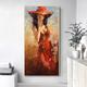 Abstract Handpainted Red Dress Girl Drinking red wine Wall Art Paintings Sexy Canvas Wall Decor Home Decor Living Room Decor No Frame