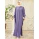 Damen Kleid Abaya Kaftan Kleid Dubai islamisch Arabisch arabisch Muslim Ramadan Feste Farbe Erwachsene Kleid