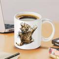 Tazza con gattini con stampa 3D, tazza da caffè in ceramica con gatti, tazze con gatti novità 3D, tazza da caffè per amanti dei gatti, tazza per club di gatti, tazza in ceramica bianca, regali per uomini e donne