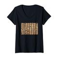 Damen Hieroglyphen Energetic Attire Sportbekleidung Ethnisches Design T-Shirt mit V-Ausschnitt