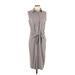 prologue Casual Dress - Shirtdress Collared Sleeveless: Gray Solid Dresses - Women's Size Small