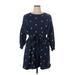 Draper James Casual Dress - Mini High Neck 3/4 sleeves: Blue Polka Dots Dresses - Women's Size 2X