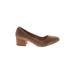 Franco Sarto Heels: Slip-on Chunky Heel Classic Tan Solid Shoes - Women's Size 8 - Round Toe