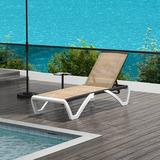 Domi Outdoor Living Chaise Lounge Chair Aluminum Adjustable Poolside Chaise Lounge Chair With All-Weather Brown Textilene for Deck Lawn Backyardï¼ˆ1 Brown Chairï¼‰