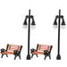 NUOLUX 2 Sets Mini Street Light Decors Mini Park Chairs Miniature Ornaments Kids Toys