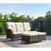 Popular Outdoor Patio Wicker Furniture Sets - Outside Rattan Sectional Conversation Set 1 Sofa with 2 Ottomans(3PC Mixed Grey/Blue)