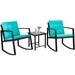 Popular Flamaker 3 Pieces Patio Furniture Set Rocking Wicker Bistro Sets Modern Outdoor Rocking Chair Furniture Sets Clearance Cushioned PE Rattan Chairs Conversation Sets with Coffee Tab