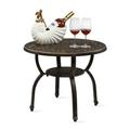 Cast Aluminum Outdoor Side Table Anti-Rust Outdoor Round End Table Patio Coffee Bistro Table for Indoor Garden Porch Balcony Antique Bronze
