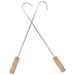 2 Pcs Food Boots Cooking Barbecue Turners Meat Boning Hook Handles Metal Puller Wooden Stainless Steel