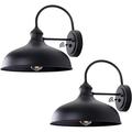 12 Dusk to Dawn Outside Gooseneck Light Outdoor Black Barn Light Wall Mounted Exterior Porch Farmhouse External Wall Sconce 2 Pack Frontdoor Wall Lighting Fixture for Garage Patio