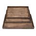 12 x 19 x 2 in. Rough Sawn Textured Rectangular Wooden Ruler Tray Brown - Set of 3