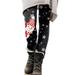 Soft Leggings for Women Cute Cartoon Santa Print Trendy Casual Breathable Trousers Inside Boots Classic High Waist Pants Tummy Control Fashion Compression Natural Feeling Shapewear