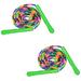 Long Jump Rope(2 PACK) Soft Beaded Skipping Rope for Kids Adults Plastic Segmented Jump Rope - green