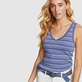 Eddie Bauer Women's Favorite V-Neck Tank- Stripe - Bluebird - Size XL