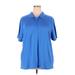 Croft & Barrow Short Sleeve Polo Shirt: Blue Print Tops - Women's Size 3X