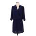 Amanda Uprichard Casual Dress - DropWaist V-Neck 3/4 sleeves: Blue Solid Dresses - Women's Size P