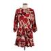 Johanna Ortiz x H&M Casual Dress - A-Line Crew Neck 3/4 sleeves: Red Floral Dresses - Women's Size Large