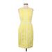 Calvin Klein Casual Dress - Sheath Crew Neck Sleeveless: Yellow Stripes Dresses - Women's Size 6