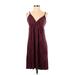 SONOMA life + style Casual Dress - Mini V-Neck Sleeveless: Burgundy Dresses - Women's Size Small