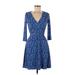 41Hawthorn Casual Dress - A-Line V-Neck 3/4 sleeves: Blue Dresses - Women's Size Medium