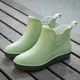 Bottes en caoutchouc vert pour femmes chaussures de pluie Chelsea à la mode galoches pour