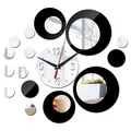 Horloge Murale à Quartz Miroir Moderne Stickers Muraux 3D Design de Luxe Décoration de Salon