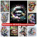 Graffiti coloré 5D DIY AB Diamant Peinture Broderie Dessin Animé Crâne Jules Point De Croix