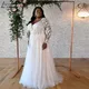 Robe de mariée en dentelle grande taille manches longues col en v style boho en Tulle sur