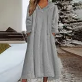 Robe à capuche en peluche à manches longues pour femmes robe mi-longue sweat à capuche chaud