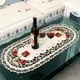 Nappe de Table Ovale en Dentelle Brodée Vintage Floral Grill Polymères Décoration de Mariage à