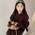 Ensemble de Vêtements Coréens en Coton pour Bébé Fille Cardigan à Capuche avec Pull et Pantalon
