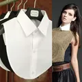 Chemise en dentelle solide avec faux col pour femme chemisier blanc et noir poignées vintage cols