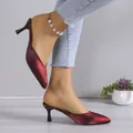 Chaussures mules à talons hauts pour femmes tongs provoqué de luxe pantoufles pointues élégantes