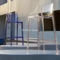 Chaises de Bar Transparentes en Acrylique avec Dossier Moderne Design Nordique à Haute Piste