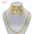 Ensemble de Boucles d'Oreilles en Or pour Femme Collier Long de Dubaï Bijoux pour ix Cadeau de