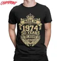 T-shirt en coton à col rond pour hommes fabriqué en 1974 50 ans humour génial cadeau