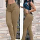 Legging taille haute pour femme pantalon slim grande taille prêt pour le bureau fjwith Button