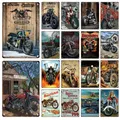 Vintage Motorcycle Metal Poster Signage Tin Painting Art Plaque Home Garage Bar Club Modern Wall Art