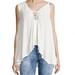 Free People Tops | Free People New Vibes Sleeveless V-Neck Hi Lo Embellished Tank Top Ivory, Medium | Color: Cream | Size: M