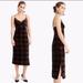 J. Crew Dresses | J Crew Tartan Plaid Velvet Midi Slit Slip Dress | Color: Black/Red | Size: 2